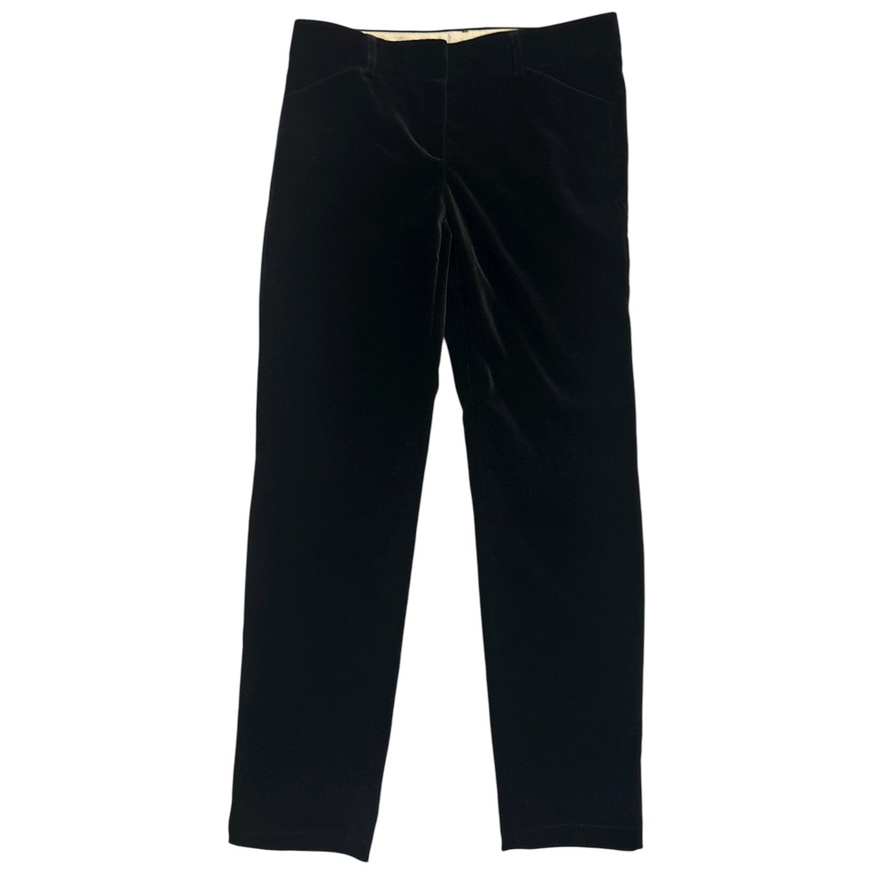 Theory Black Velvet Pants‎ Women's Size 6 Straight Leg Cotton Blend